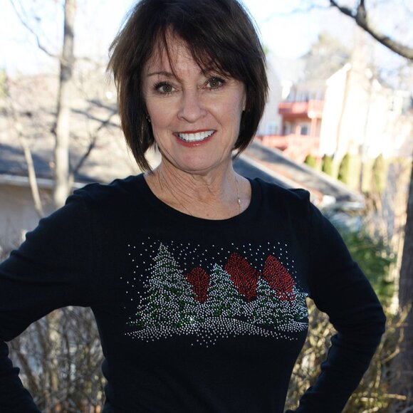 Christmas Winter Scene  RN rhinestone long sleeved shirt XS S M L XL XXL 1X2X… - Picture 5 of 9